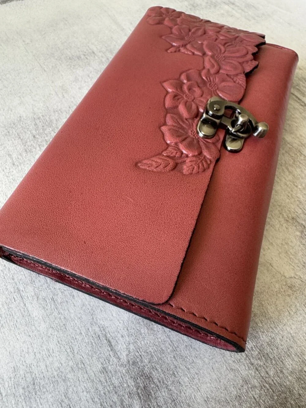 Patricia Nash Terresa Leather Wallet Hand Cut Tooled Pink